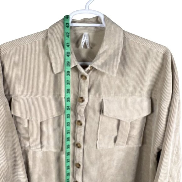 NWT Live 4 Truth Womens L Oversized Beige Corduroy Button Up Shirt Dress Western - Picture 10 of 16